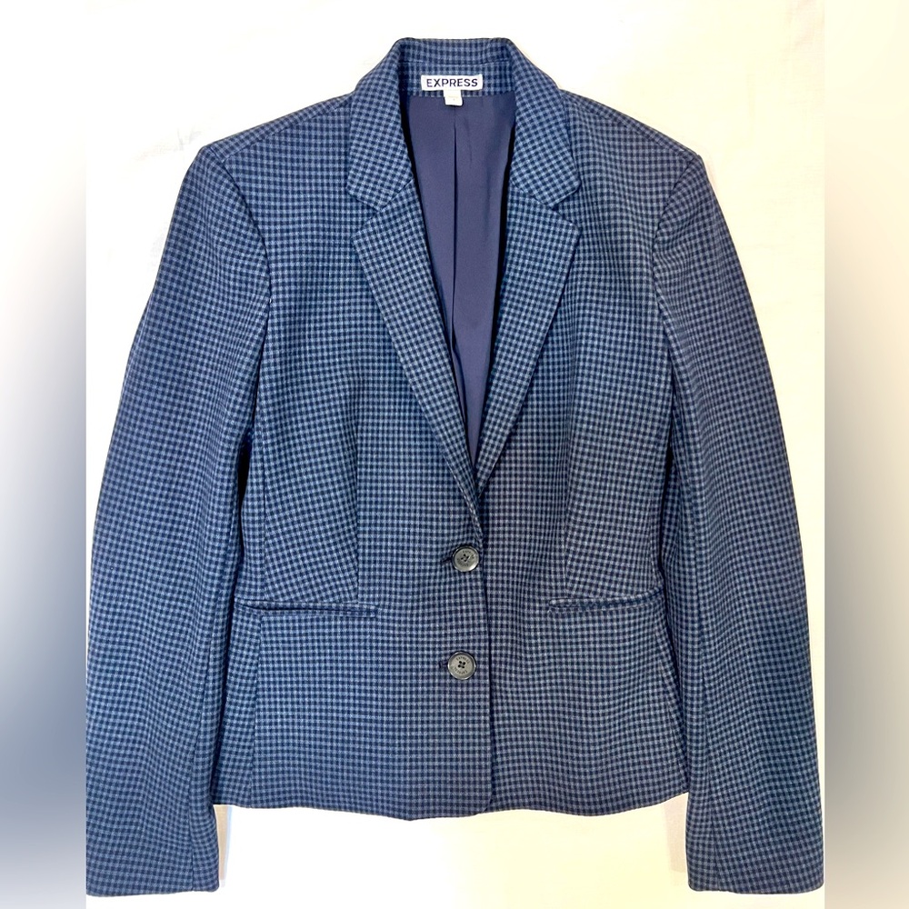 Express Size 4 Blazer, Plaid or Checkered, Colors dark & light blue